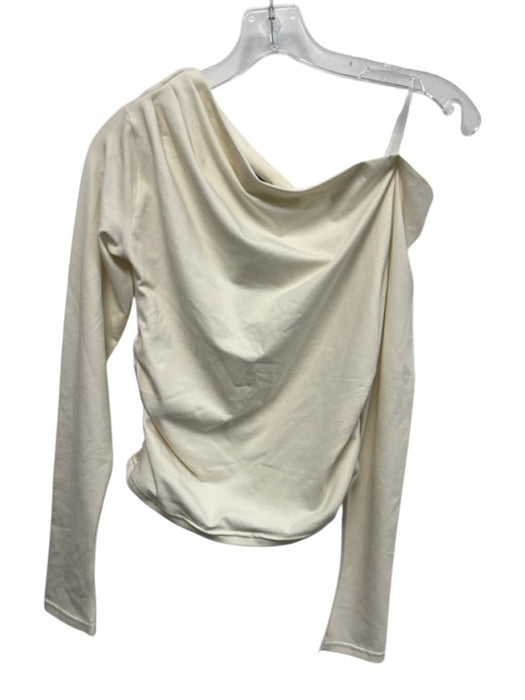 J Crew Size S White Cotton Long Sleeve Wide Neck Gathered Top White / S