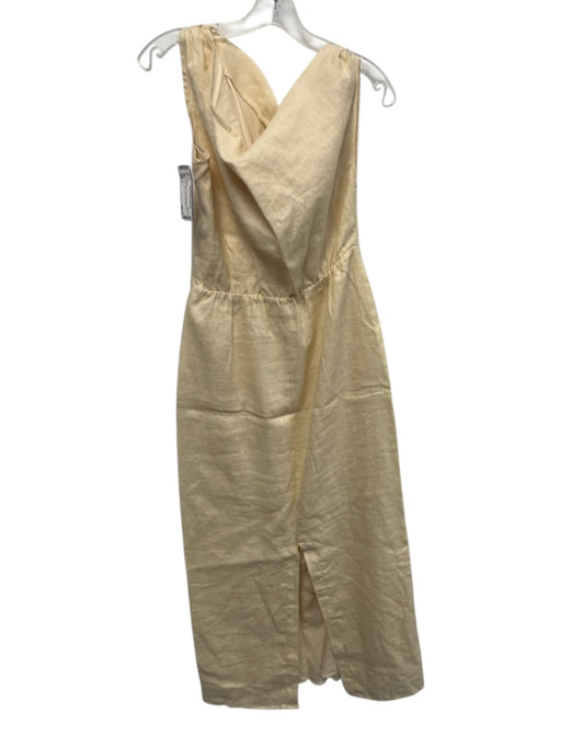 Dissh Size 6 Light Beige Linen Sleeveless Wide Neck Maxi Side Zip Dress Light Beige / 6