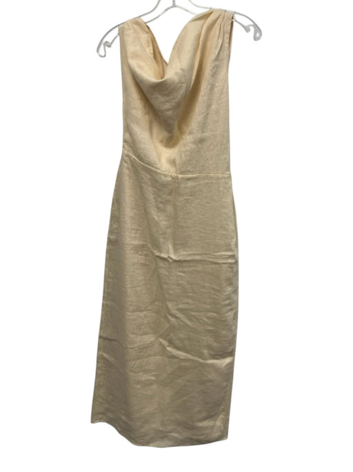 Dissh Size 6 Light Beige Linen Sleeveless Wide Neck Maxi Side Zip Dress Light Beige / 6