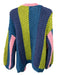 FRNCH Paris Size S Navy Blue, Green, Pink Acrylic Chunky Knit Stripe Cardigan Navy Blue, Green, Pink / S