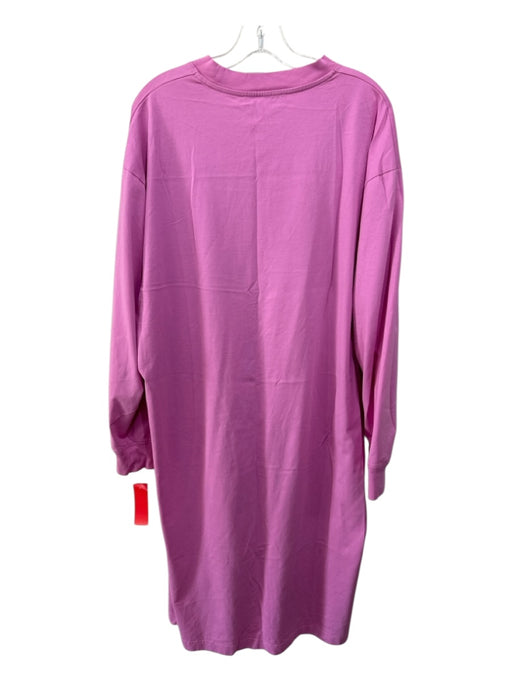Samoe Size L Pinkish purple Cotton Crew Neck Long Sleeve Knee Length Dress Pinkish purple / L