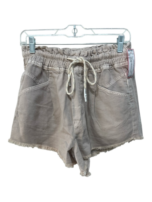 Pilcro Size S Taupe Beige Cotton Denim Cut off Elastic Waist Drawstring Shorts Taupe Beige / S