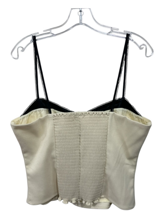 Reformation Size 12 Cream White & Black Polyester Blend Spaghetti Strap Top Cream White & Black / 12