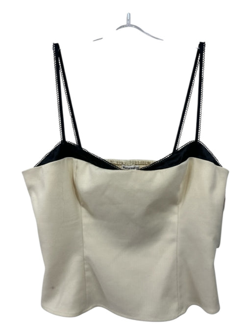 Reformation Size 12 Cream White & Black Polyester Blend Spaghetti Strap Top Cream White & Black / 12