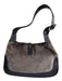 Gucci Black & Taupe Leather Velvet Silver Hardware Hobo Shoulder Bag Black & Taupe / Small