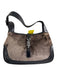 Gucci Black & Taupe Leather Velvet Silver Hardware Hobo Shoulder Bag Black & Taupe / Small