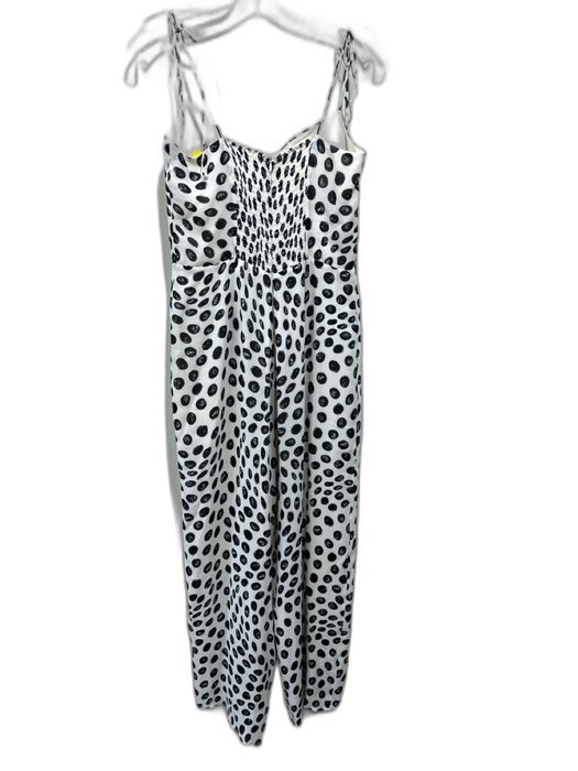 Reformation Size 10 White & Black Polyester Spaghetti Strap Polka Dot Jumpsuit White & Black / 10