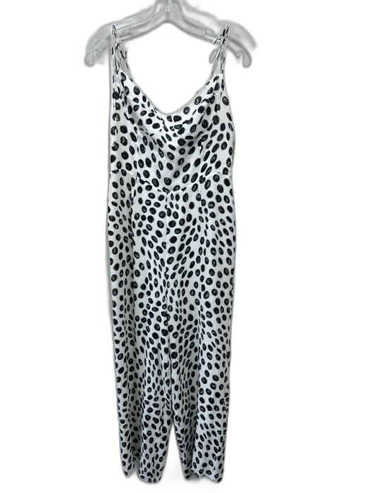 Reformation Size 10 White & Black Polyester Spaghetti Strap Polka Dot Jumpsuit White & Black / 10