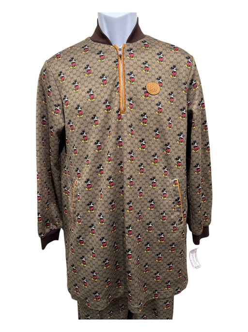 Gucci Brown & Multi Polyester & Cotton All Over Print Men's Pant Suit Brown & Multi / S