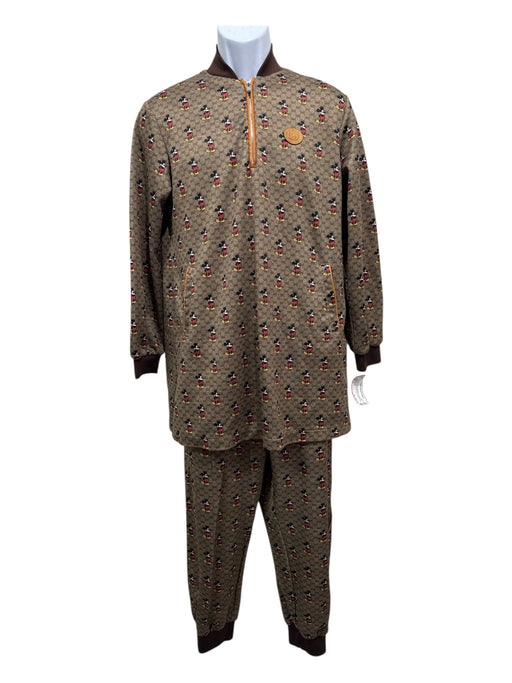 Gucci Brown & Multi Polyester & Cotton All Over Print Men's Pant Suit Brown & Multi / S