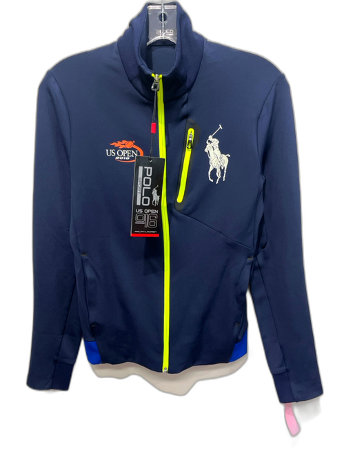 Polo Sport Ralph Lauren Size S Navy Blue Polyester Neon Trim Zip Front Jacket Navy Blue / S