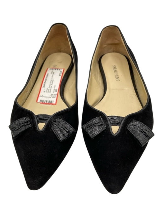 Sarah Flint Shoe Size 40 Black Suede Pointed Toe Bow Detail Block Heel Shoes Black / 40