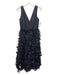 Marchesa Notte Size 6 Black Polyester Pleated V Neck Floral Application Gown Black / 6