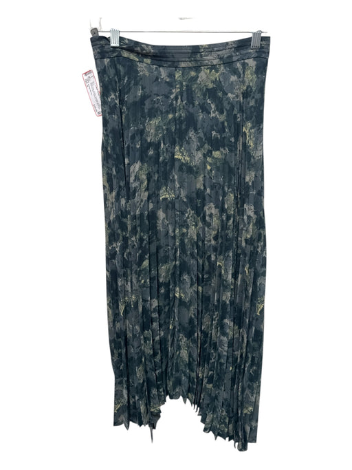 & Other Stories Size 6 Olive Green & Gray Polyester Pleated Side Zip Midi Skirt Olive Green & Gray / 6