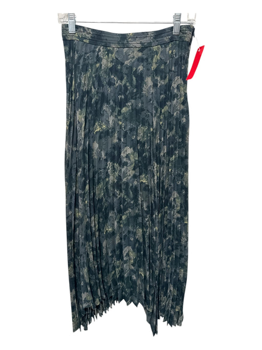 & Other Stories Size 6 Olive Green & Gray Polyester Pleated Side Zip Midi Skirt Olive Green & Gray / 6