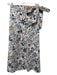 Ann Mashburn Size S Cream, Brown & Blue Polyester Pleated Floral Midi Wrap Skirt Cream, Brown & Blue / S