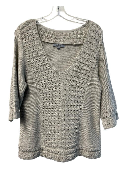 Classiques Entier Size M Gray Merino Wool & Cashmere Open Knit V Neck Top Gray / M