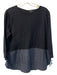 COS Size M Navy Wool & Silk Knit Woven Mixed Fabric 3/4 Sleeve Top Navy / M