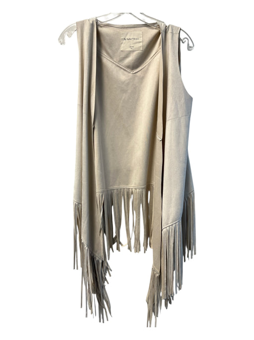 by Together Size S Cream Polyester Faux Suede Long Fringe Vest Vest Cream / S