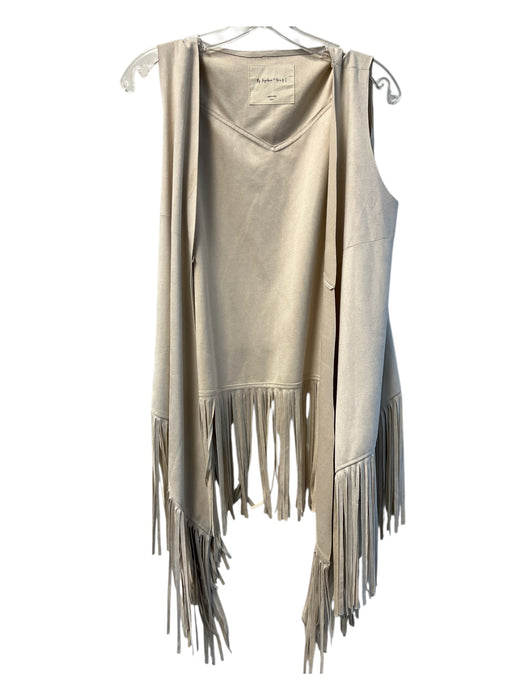 by Together Size S Cream Polyester Faux Suede Long Fringe Vest Vest Cream / S