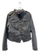 Free People Size L Gray Cotton Blend Distressed Metal Button Military Jacket Gray / L