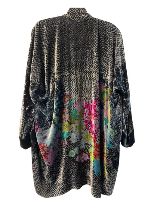 Johnny Was Size XS Black Rayon & Silk Velvet Open Front Bohemian Sweater Black / XS