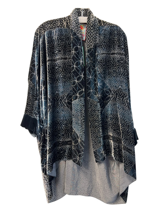 Johnny Was Size XS Black Rayon & Silk Velvet Open Front Bohemian Sweater Black / XS