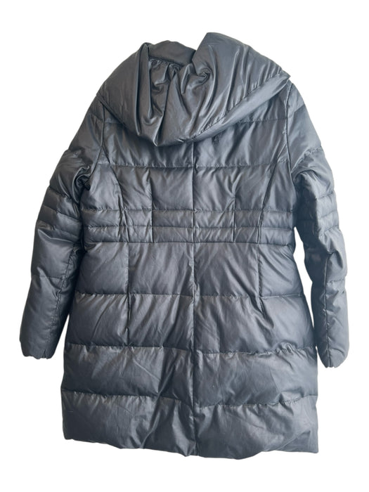 Badgley Mischka Size L Black Nylon Blend Zip Up Puffer Drawstring Hood Coat Black / L