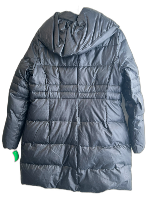 Badgley Mischka Size L Black Nylon Blend Zip Up Puffer Drawstring Hood Coat Black / L