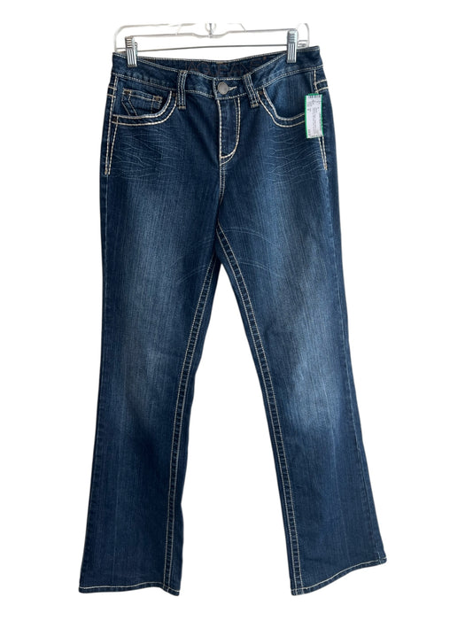 JAG Size 8 Medium Wash Cotton Denim Contrast Stitching Mid Rise Boot Leg Jeans Medium Wash / 8