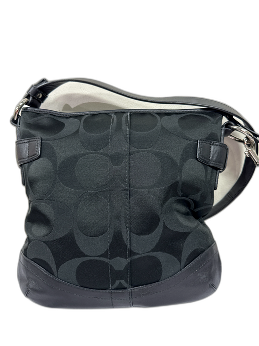 Coach Black & Gray Canvas & Leather Monogram Silver Hardware Zip closure Bag Black & Gray / S