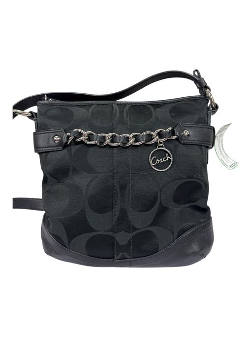 Coach Black & Gray Canvas & Leather Monogram Silver Hardware Zip closure Bag Black & Gray / S