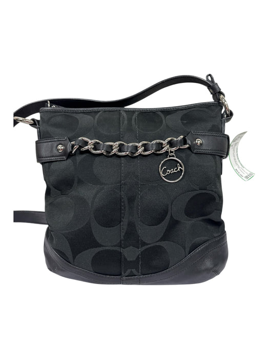 Coach Black & Gray Canvas & Leather Monogram Silver Hardware Zip closure Bag Black & Gray / S