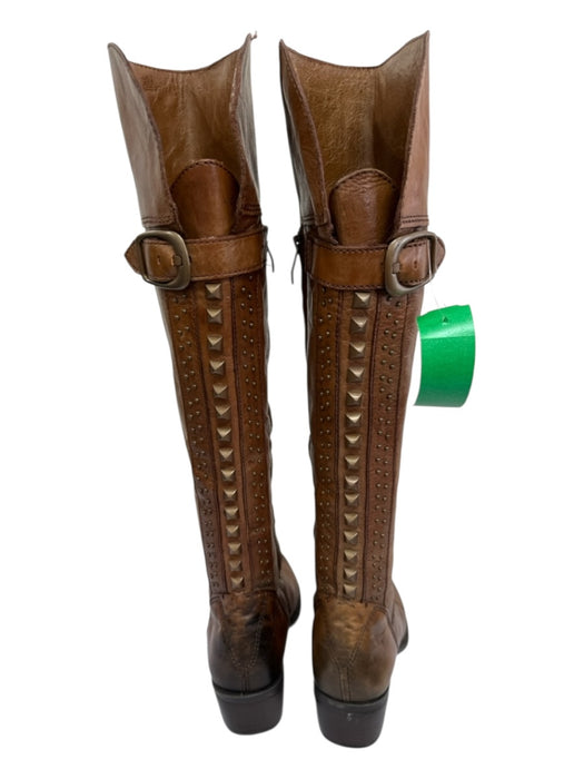 Vince Camuto Shoe Size 7 Brown Leather Studded Side Zip Knee High Boots Brown / 7