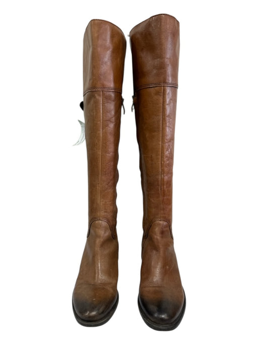 Vince Camuto Shoe Size 7 Brown Leather Studded Side Zip Knee High Boots Brown / 7