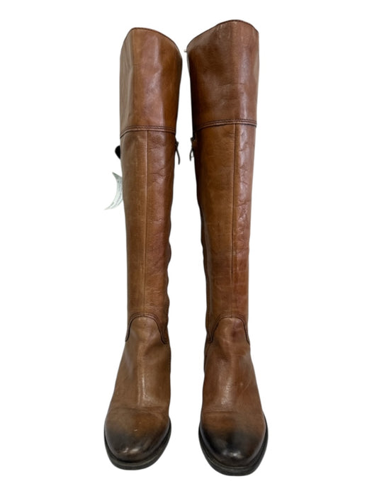 Vince Camuto Shoe Size 7 Brown Leather Studded Side Zip Knee High Boots Brown / 7