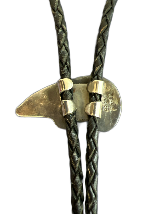 No Brand Black Silver Leather Cord Bear Bolo Tie Jewelry Black