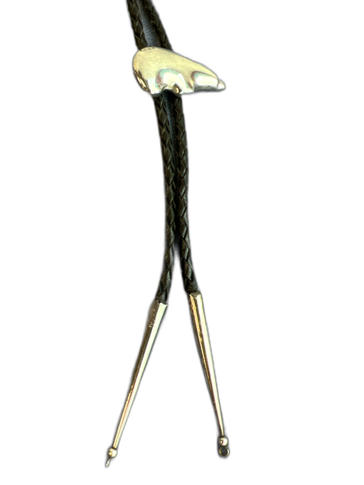 No Brand Black Silver Leather Cord Bear Bolo Tie Jewelry Black