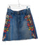 Johnny Was Size 29 Medium Wash Cotton Denim Embroidered Zip Front Skirt Medium Wash / 29