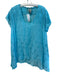 Johnny Was Size M Blue Cotton Eyelet Lace V Neck Cap Sleeve Top Blue / M