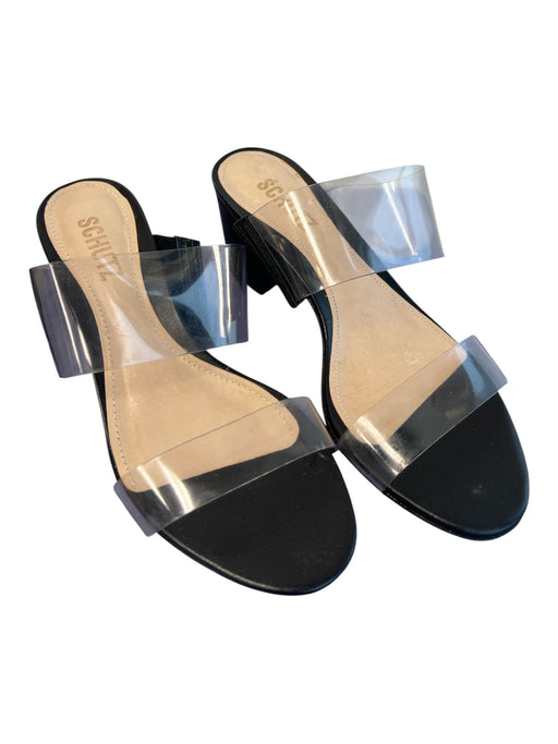 Schutz Shoe Size 6 Black leather sole PVC Detail Almond Toe Block Heel Shoes Black / 6