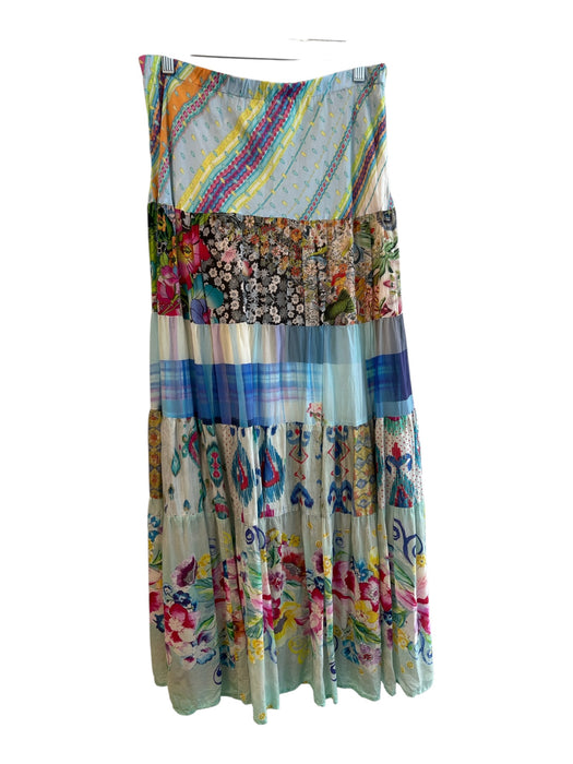 Johnny Was Size S Multi Silk Elastic Waist Multi Pattern Tiered Maxi Skirt Multi / S