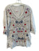 Johnny Was Size M White & Multi Cotton Embroidered Collared Button Up Tunic Top White & Multi / M