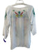 Johnny Was Size M White & Multi Rayon Boat Neck 1/2 Button 3/4 Sleeve Top White & Multi / M