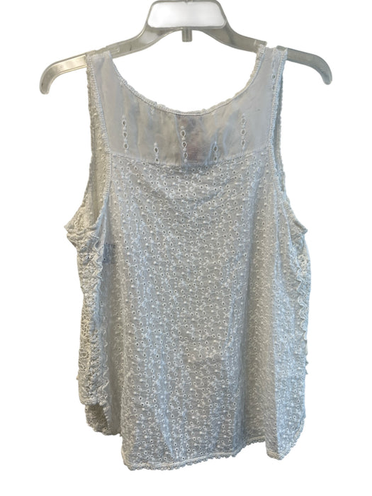 Johnny Was Size Est M White Cupro Rayon Scoop Neck Sleeveless Lace Detail Top White / Est M
