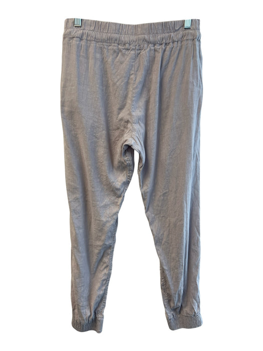 Monrow Size S Gray Linen Blend Elastic Waist Pockets Cuffed Ankle Pants Gray / S