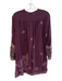 Johnny Was Size S Purple Rayon Long Sleeve Embroidered Half Button Top Purple / S