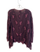 Johnny Was Size S Purple Rayon Long Sleeve Embroidered Round Neck Semi Sheer Top Purple / S