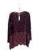 Johnny Was Size S Purple Rayon Long Sleeve Embroidered Round Neck Semi Sheer Top Purple / S