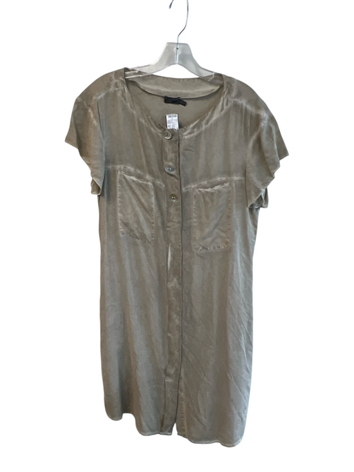 Dismero Size M Beige Viscose SHrug Collar Chest Pockets Button Down Dress Beige / M